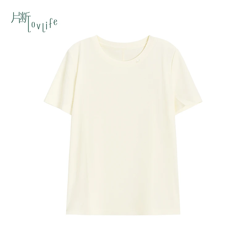 片断T恤女新款圆领短袖休闲基础简约时尚通勤百搭正肩上衣