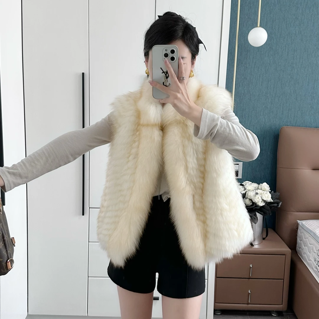 朦胧月光时尚狐狸毛显瘦洋气款韩系皮草外套马甲