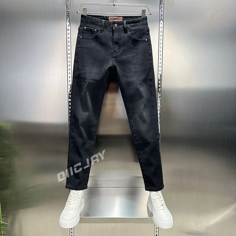 【四面弹】早秋新款黑色弹力牛仔裤男士潮流百搭修身直筒通勤休闲裤