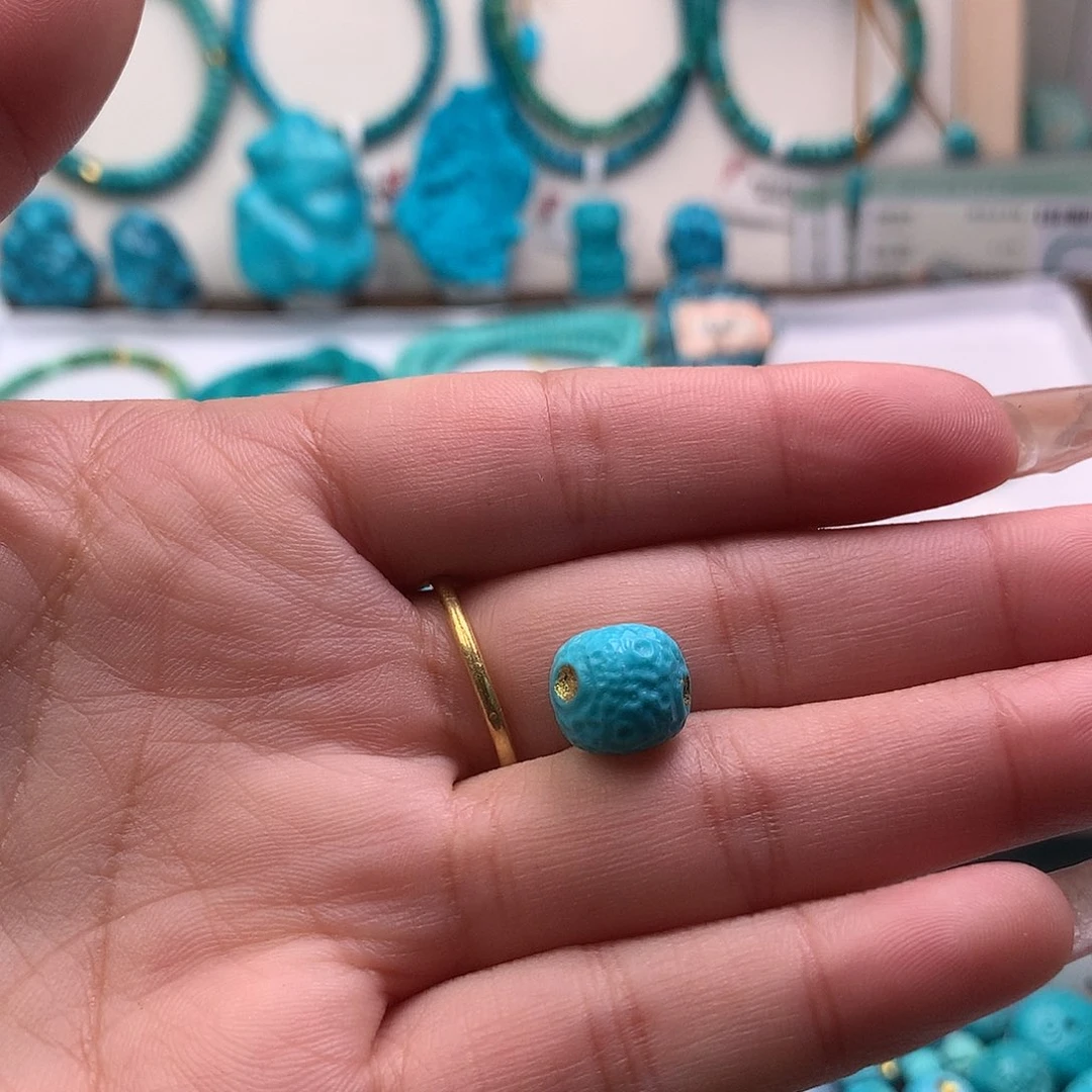 浮***城绿松石合金珠宝半成品
