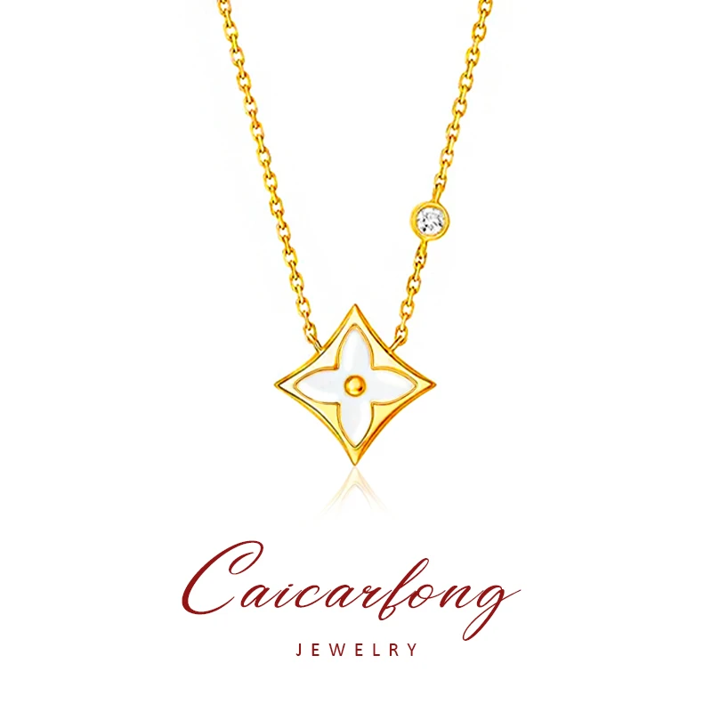 CAICARFONG/彩咖 铜合金项链  白色项链复古时尚简约轻奢彩色满钻