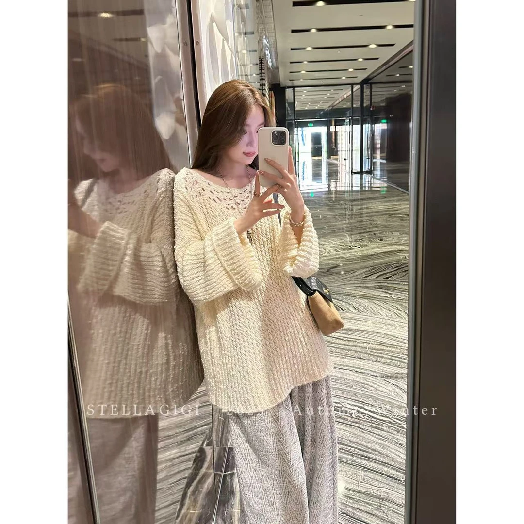 SG / 杨依姗 AW慵懒感斜肩镂空喇叭袖毛衣MY-20251330