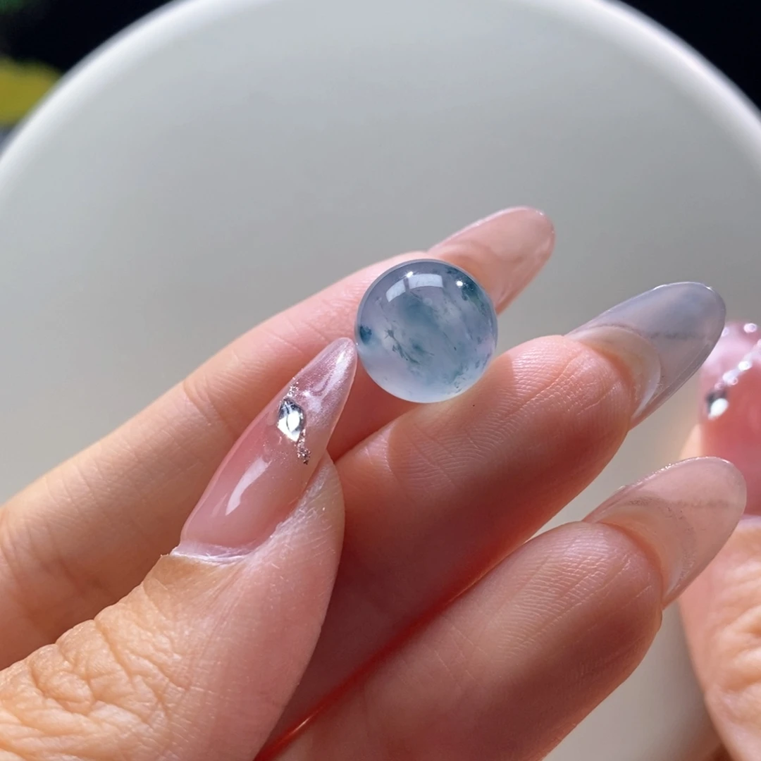 颈饰未镶嵌翡翠翡翠高冰蓝花珠12.18mm