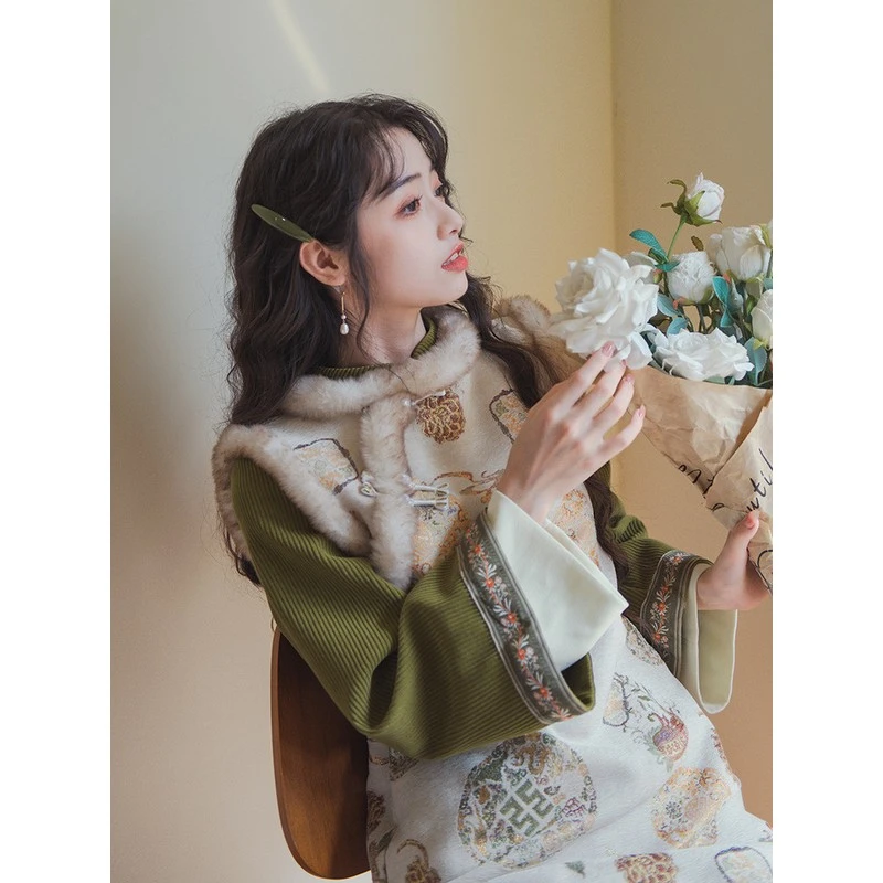 画报夫人【章台】新中式女装温婉复古改良旗袍马甲连衣裙国风礼服