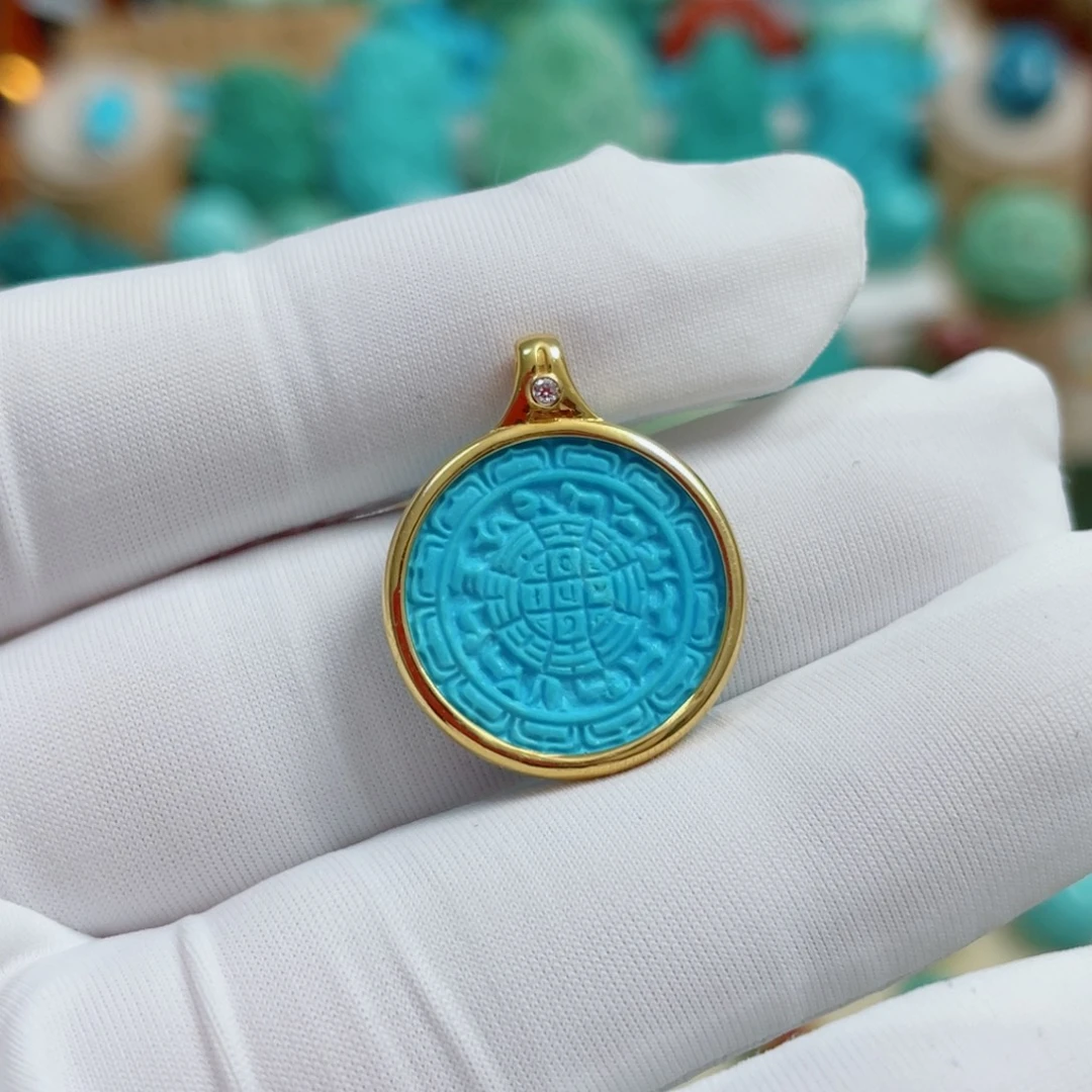 绿松石18K金镶嵌珠宝奇石