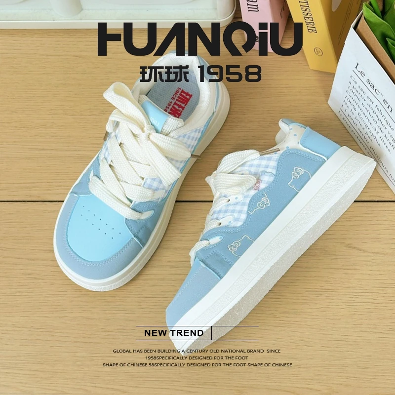 环球冬季时尚潮流厚底小白鞋女爆款多巴胺百搭轻便舒适校园休闲鞋