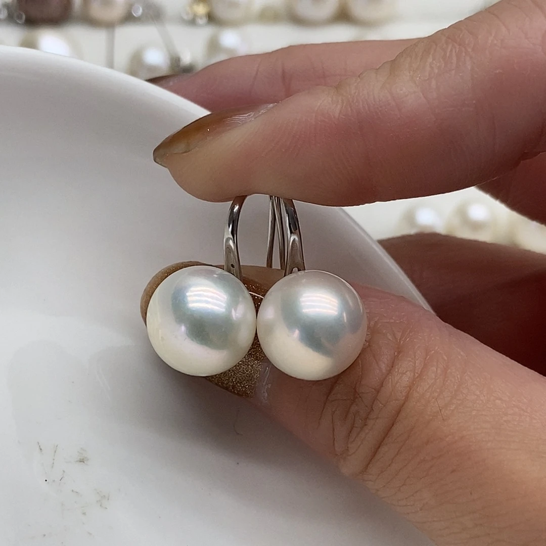 银S925镶嵌耳饰淡水珍珠
