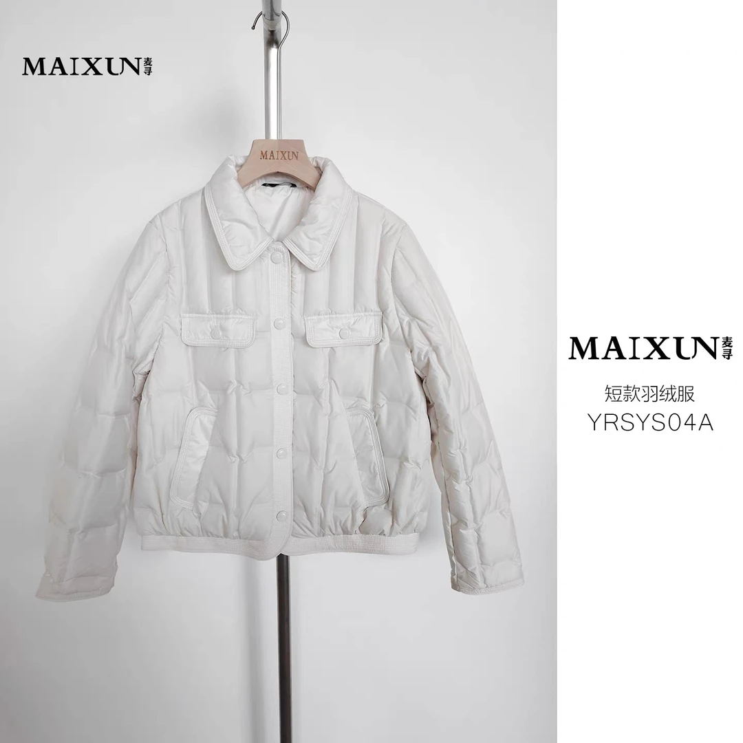 YRSYS04A麦寻25年冬季新款双色翻领短款羽绒服上衣保暖减龄时尚女