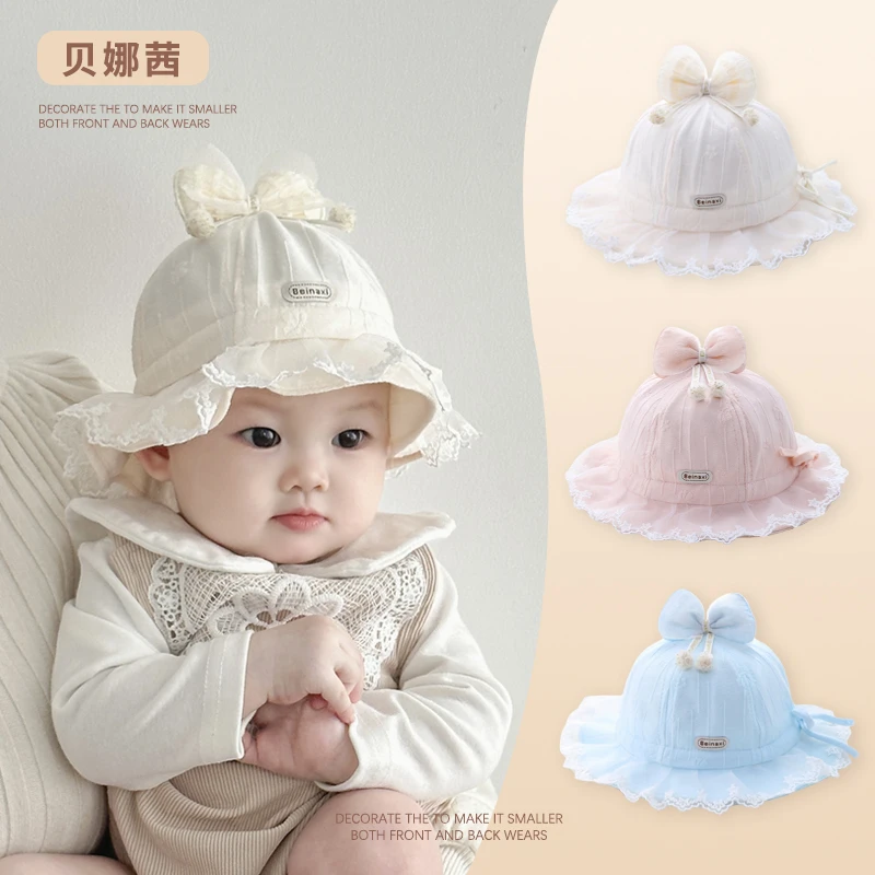 Beinaqian/贝娜茜婴儿帽子春秋季薄款宝宝遮阳婴幼儿公主风渔夫帽