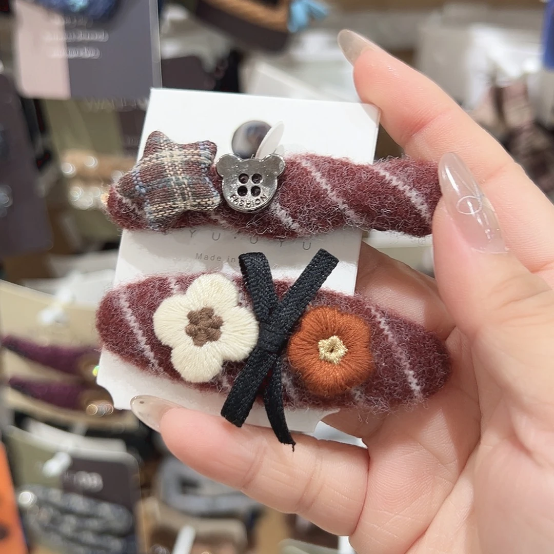 非金属红色条纹ab掰掰鸭夹一对