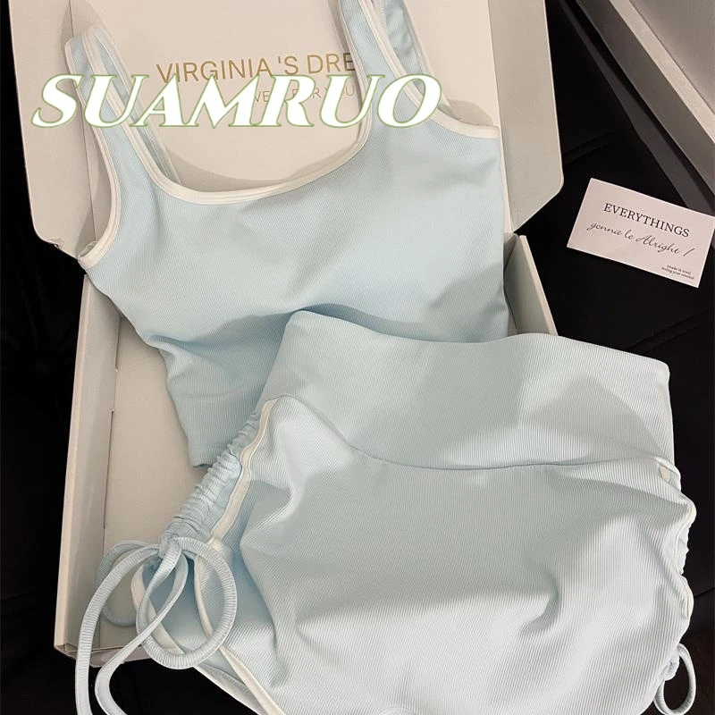 夏日纯欲风带胸垫吊带睡衣女新款可外穿修身显瘦短裤家居服两件套