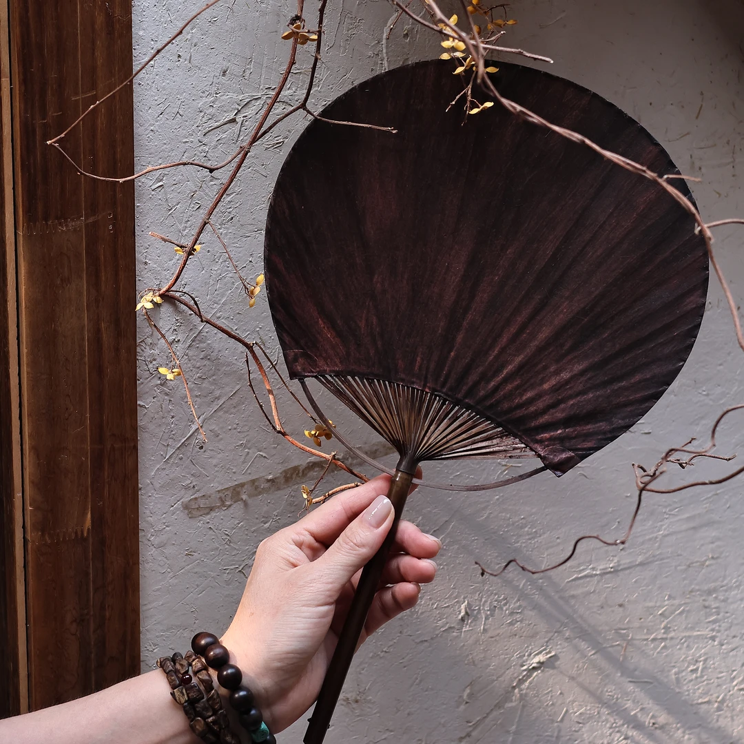 【柿间浅憩】全手工*老柿染大漆扇*茶道