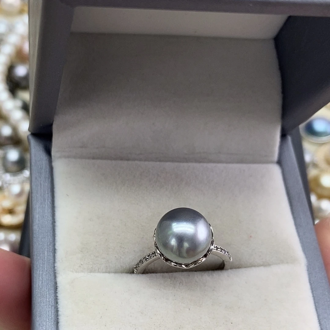 戒指海水珍珠银S925镶嵌