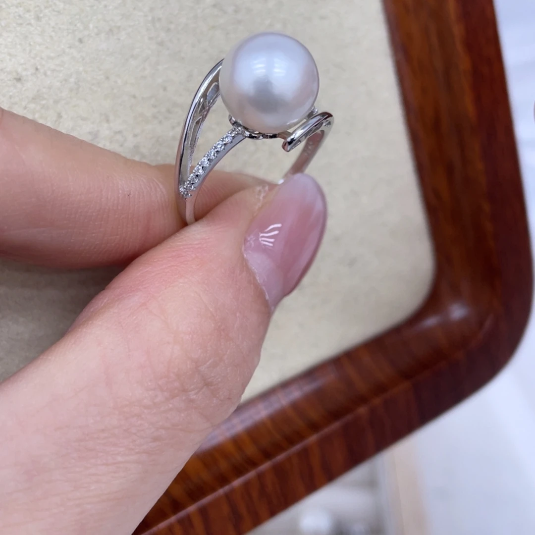 戒指银S925镶嵌海水珍珠