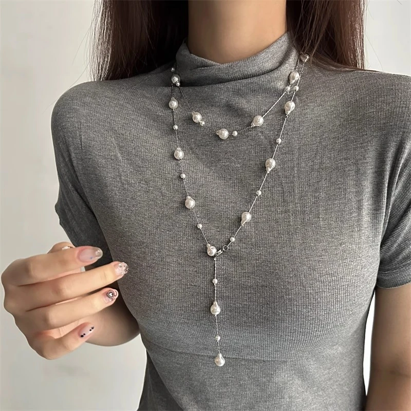 双层叠戴项链2025新款夸张锁骨链颈链长款配饰品