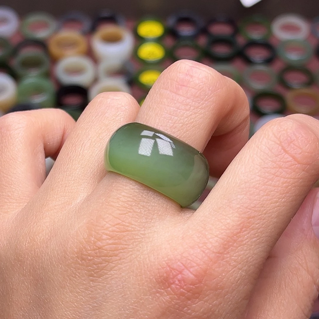 和田玉戒指未镶嵌18内径 冰猫眼