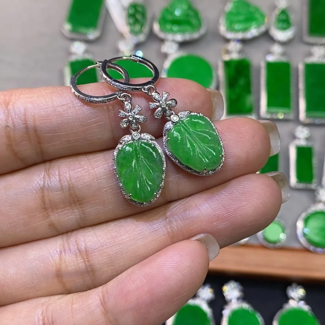 翡翠耳饰18K金镶嵌耳饰