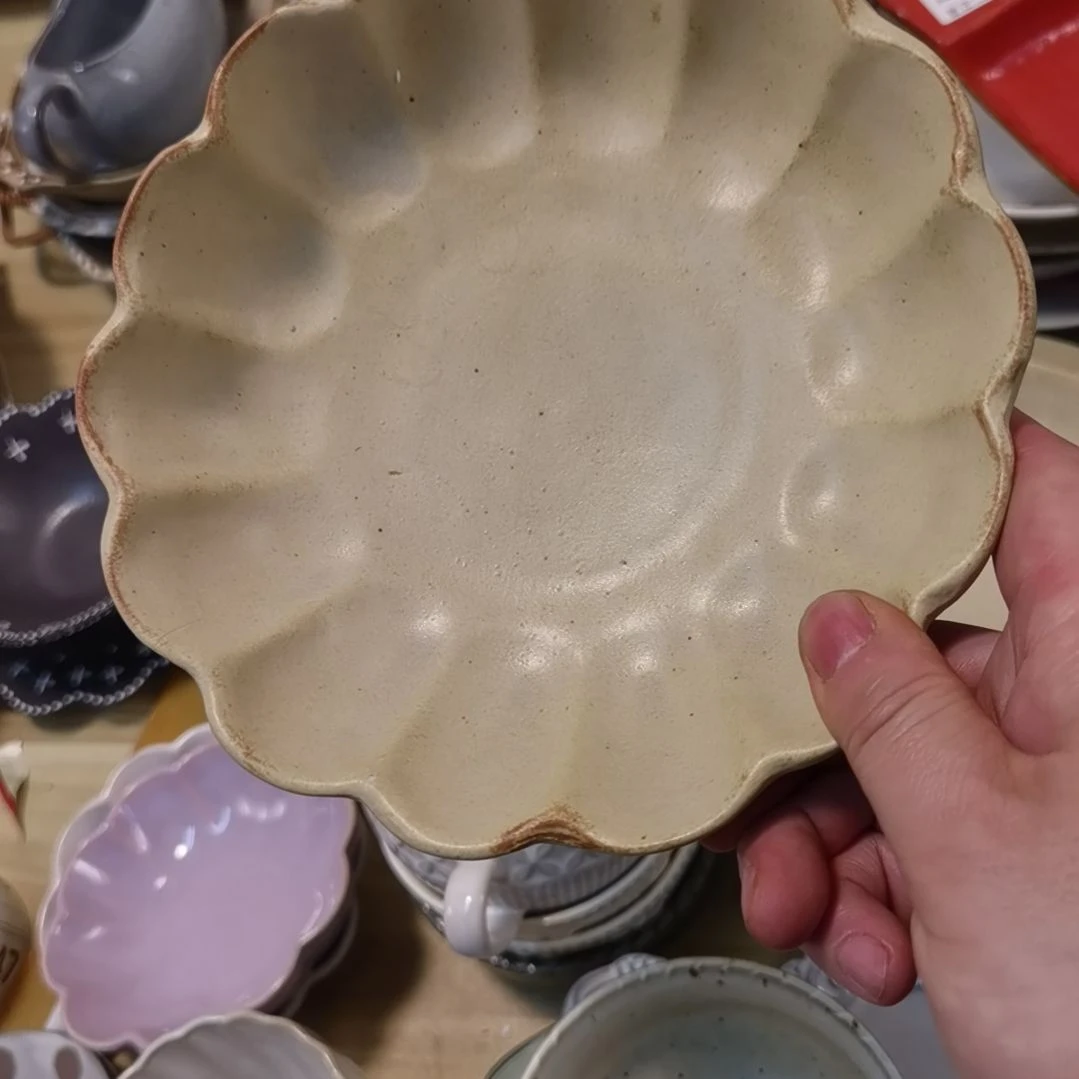 瓷片微瑕粗陶梨花深盘两个一组