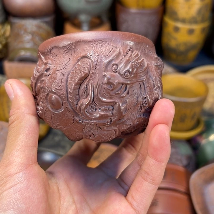 紫砂茶杯宜兴紫杯子