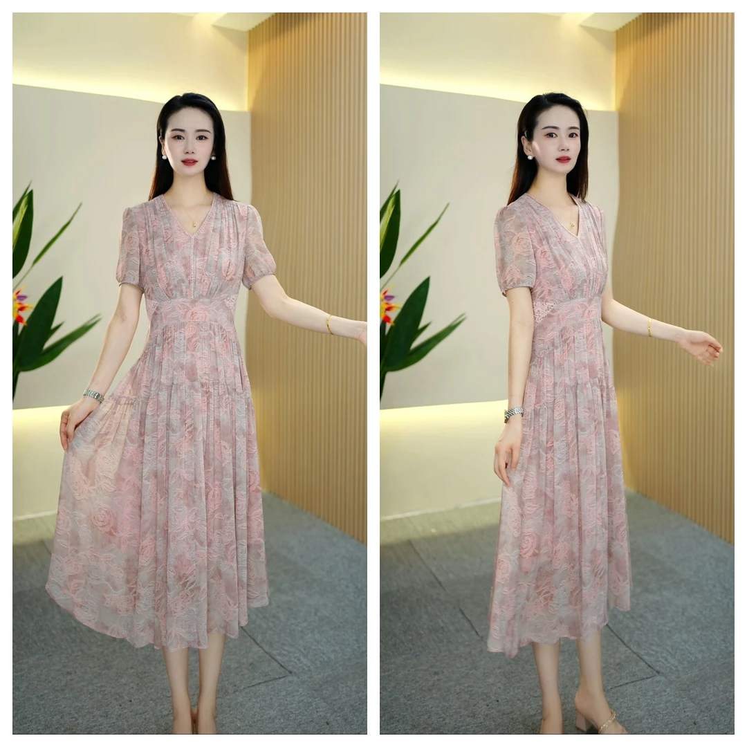 【现货】DY5035夏季新款气质修身减龄长裙显瘦时尚百搭连衣裙DY5035