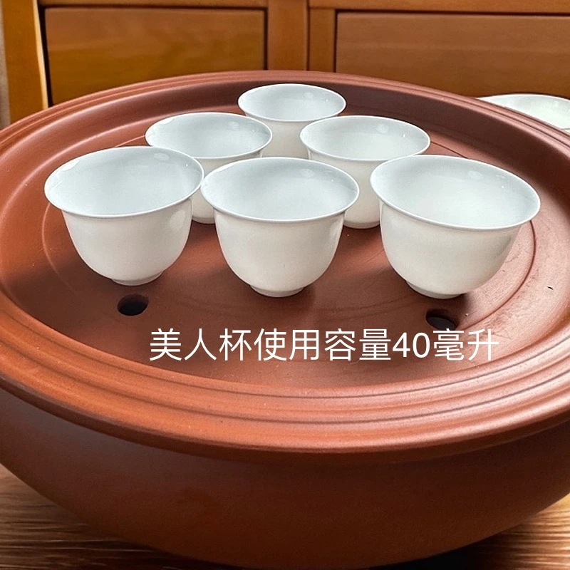 潮州骨瓷工夫茶杯高骨瓷35毫升美人杯纯白家用象牙白薄胎茶杯