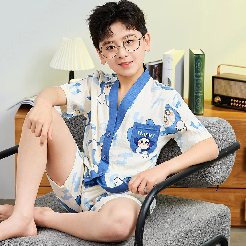 2025新款儿童睡衣男童夏季短袖薄款云朵棉中大童小女孩家居服套装