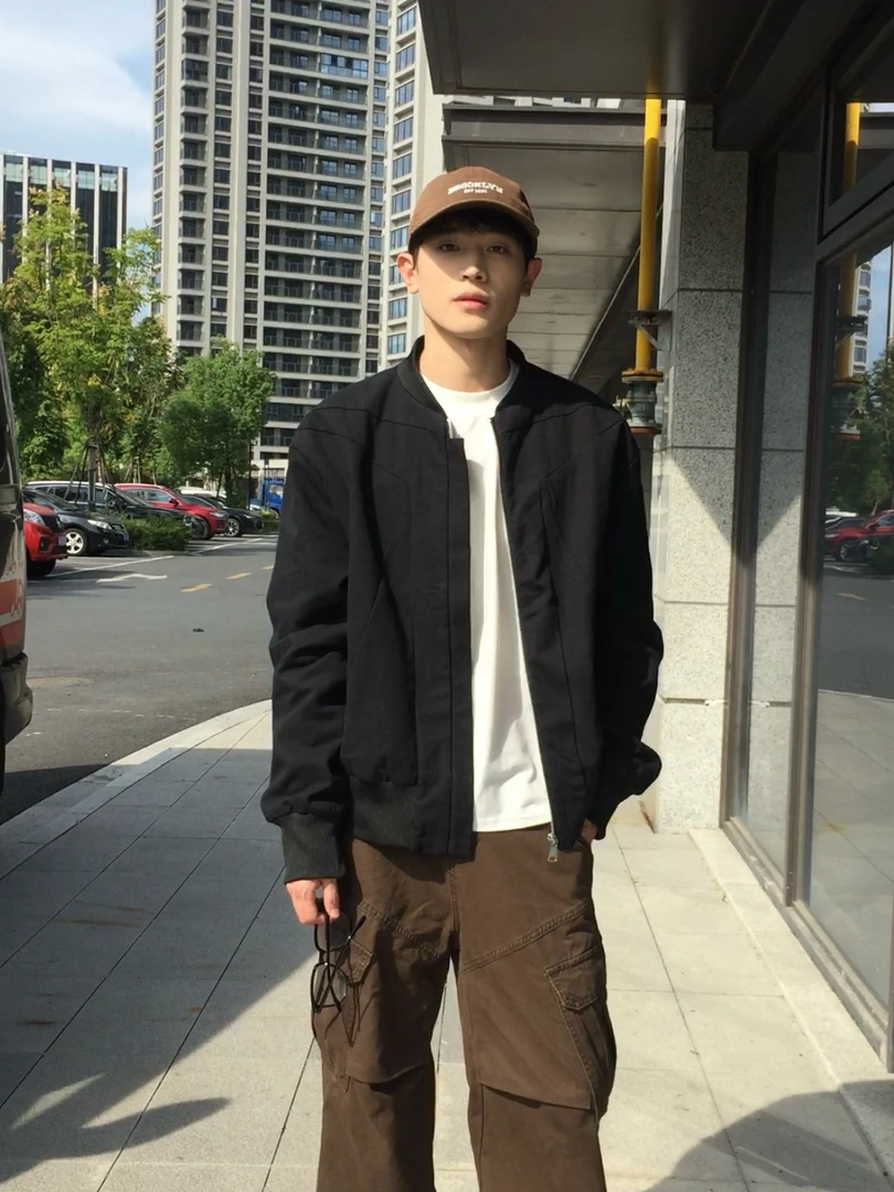 美式复古水洗重磅解构裁剪倒三角设计男秋季潮牌宽松百搭夹克外套