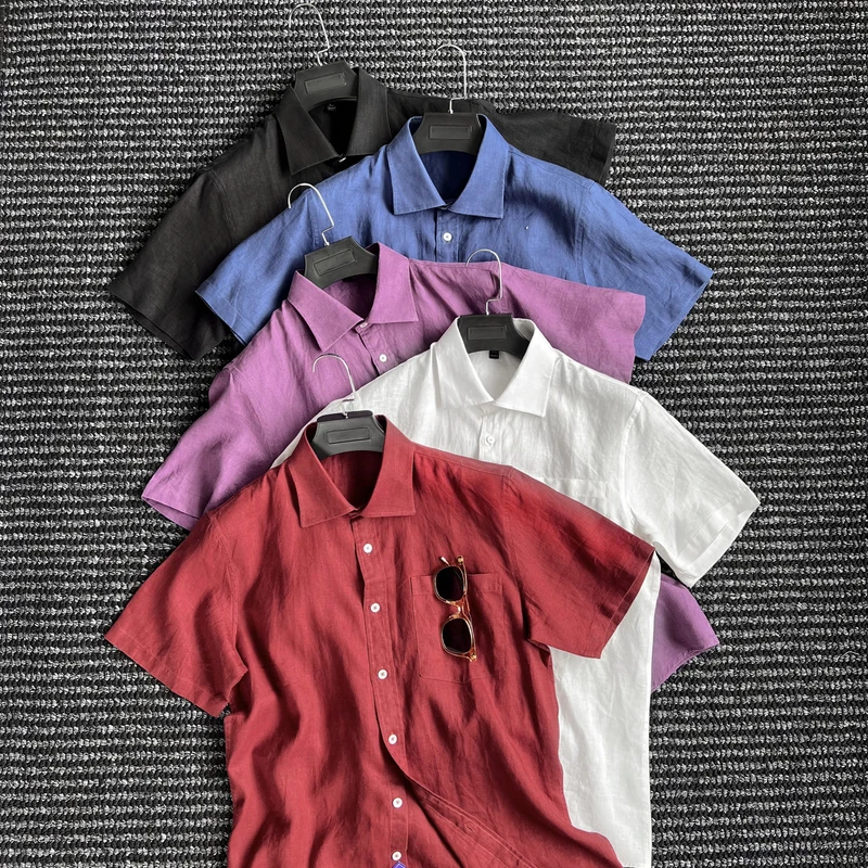 CssuGent那不勒斯皇后 高定 设计美学 老钱亚麻短袖衬衫男优雅潮