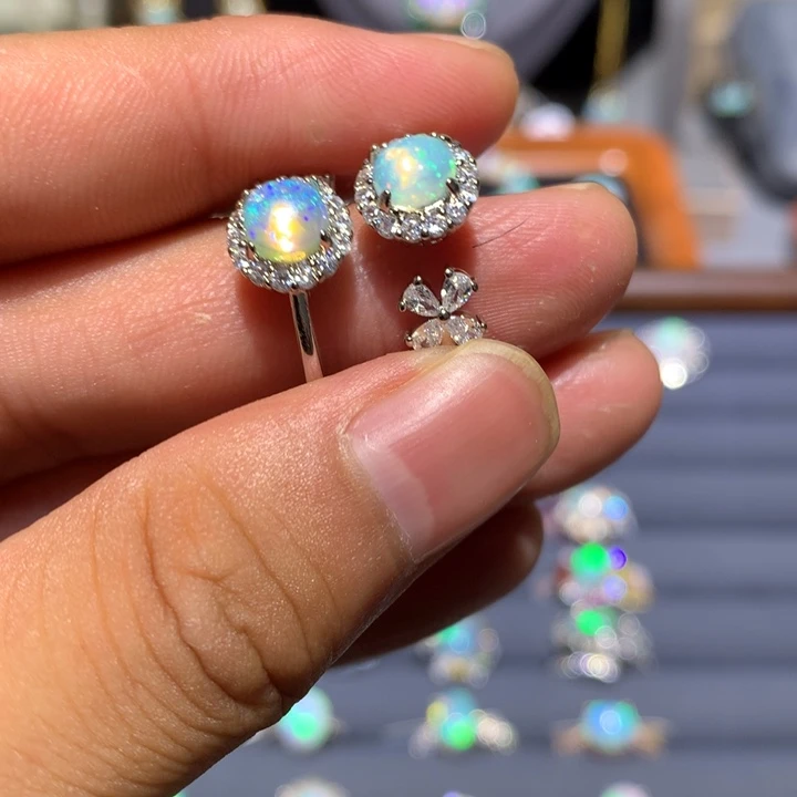 欧泊合金欧泊戒指半*橘