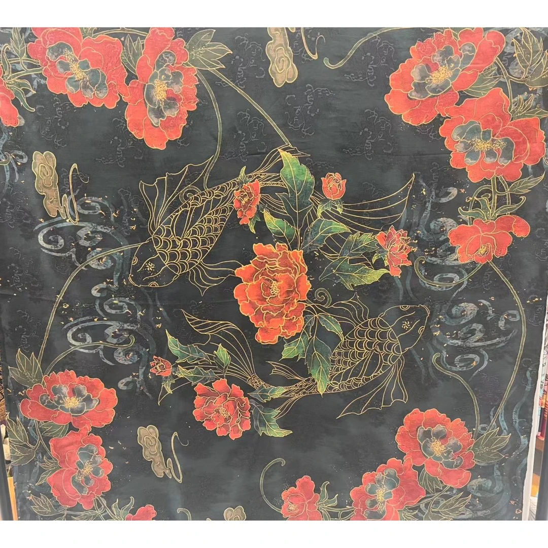 【C051】宫丽108x108cm纯100桑蚕丝香云纱双面国风古风