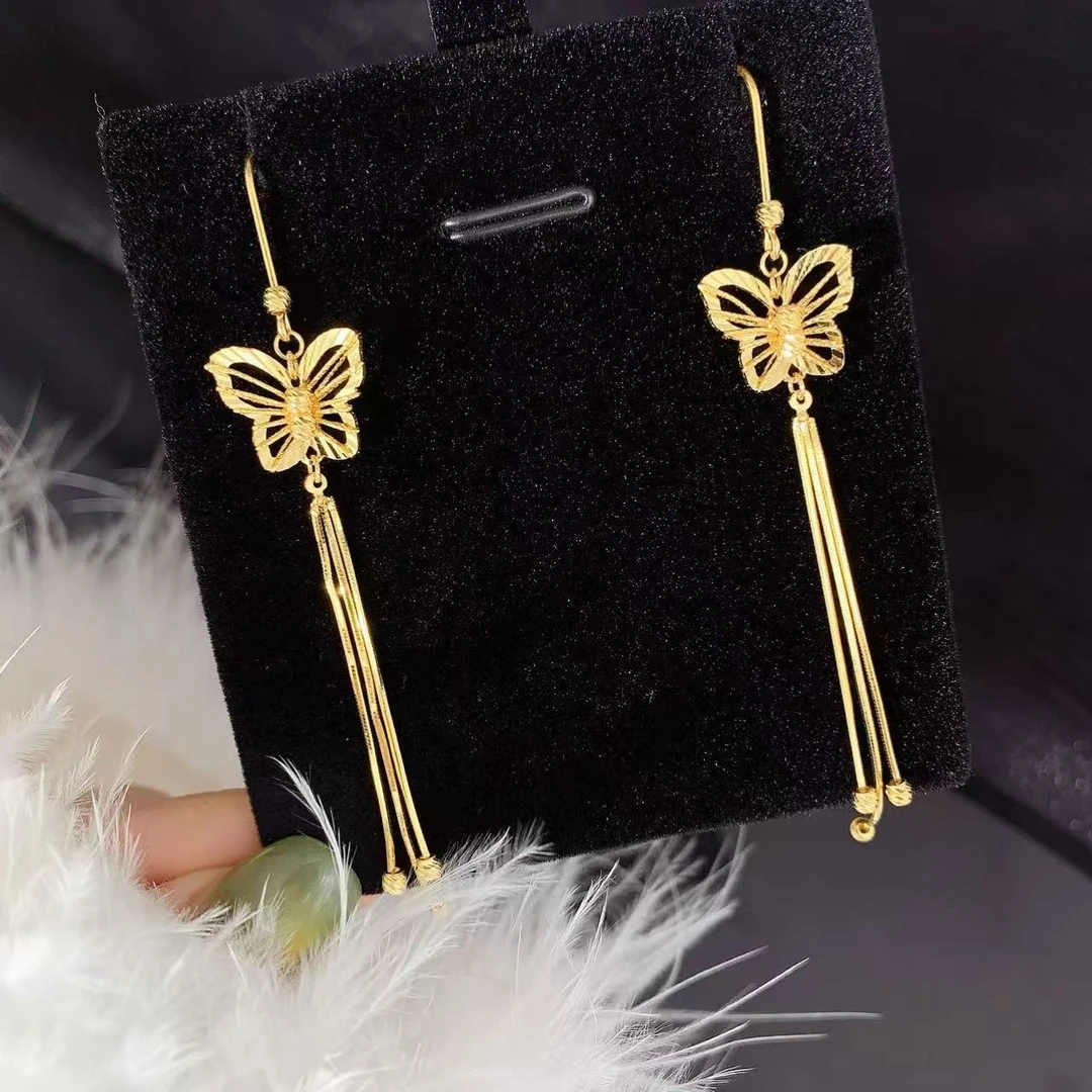 【伟新源】足金999 5G工艺 蹦迪蝴蝶耳钩4.12克