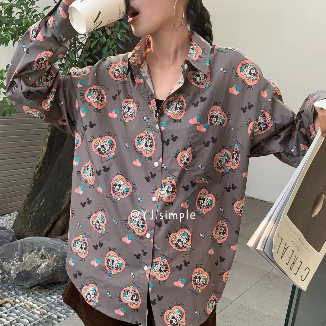 YJ#5731春秋福利高品质满印米奇衬衫，衣长：71cm