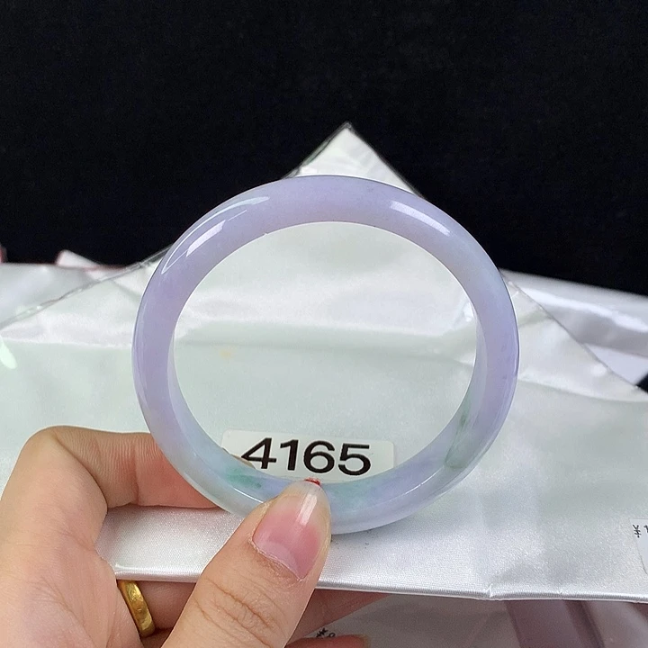 翡翠未镶嵌手镯60圈 紫罗兰春彩