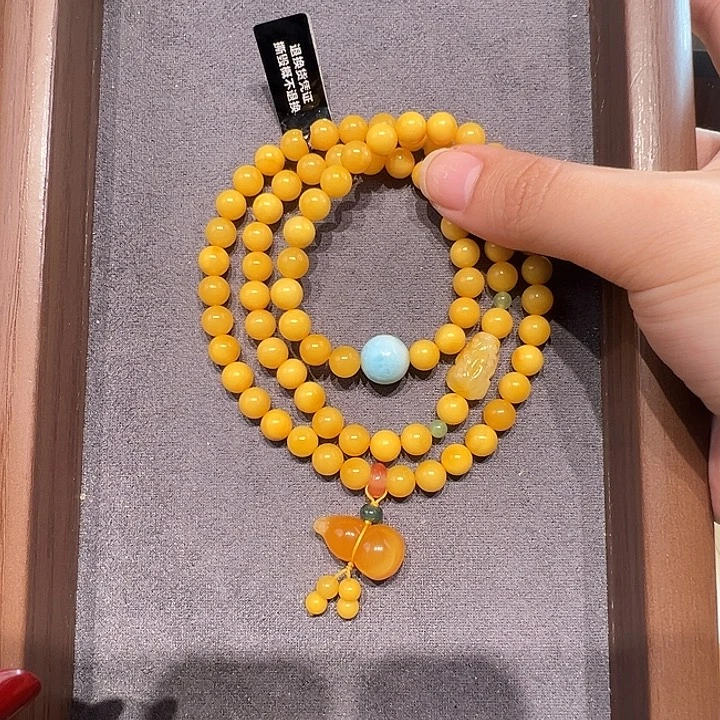 蜜蜡未镶嵌手串7.3mm蜜蜡手串