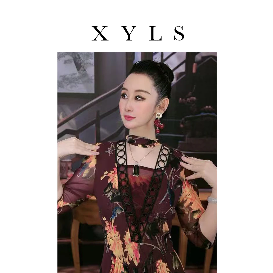 女装连衣裙弹力印花T006805