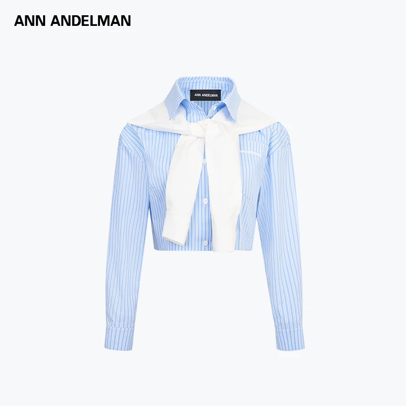 ANN ANDELMAN 25秋冬 时尚设计休闲披肩短款假两件衬衫