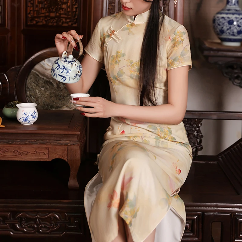 中国风2025夏季新款旗袍小个子【锦鲤折桂】中式改良年轻连衣裙女款