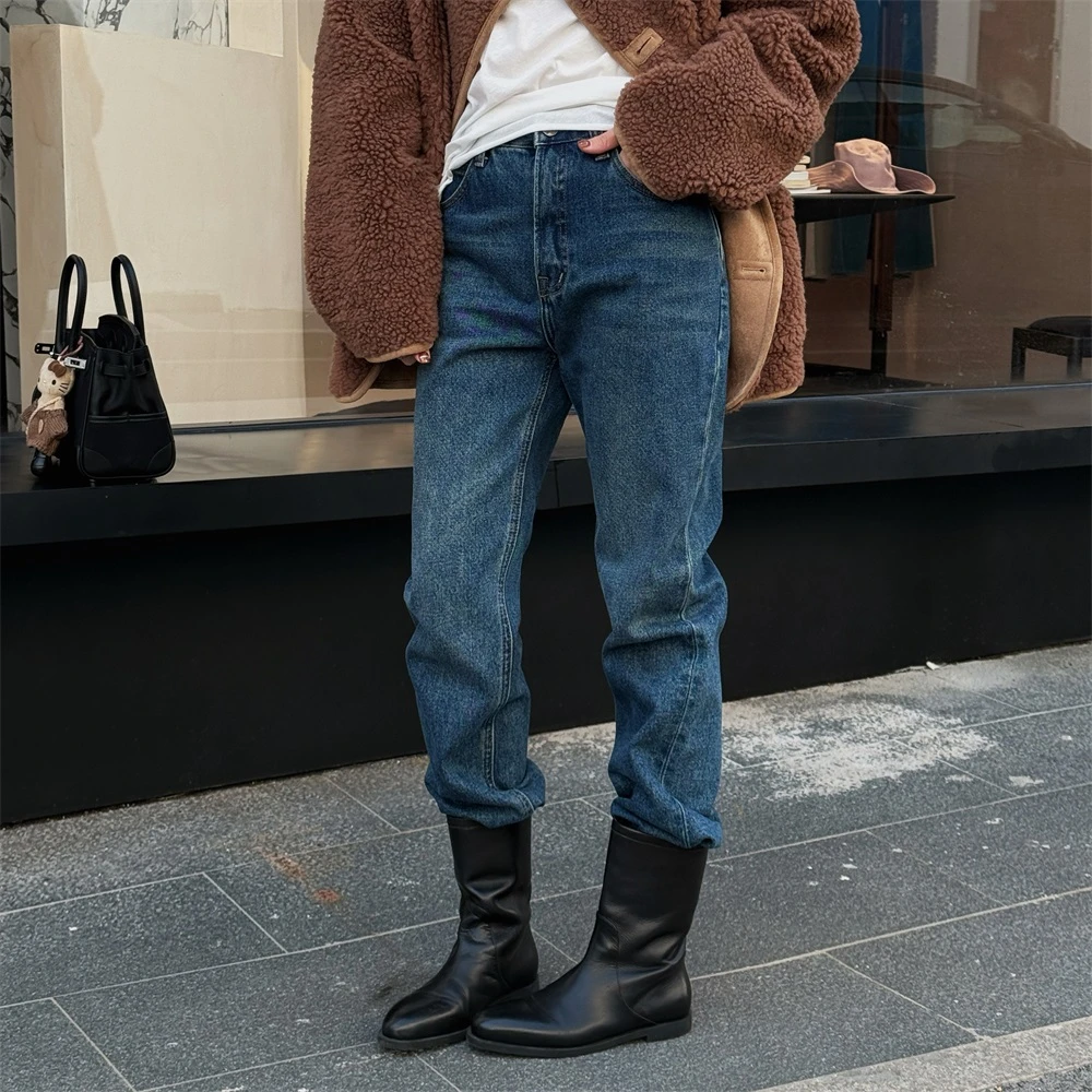 JunJun秋冬显瘦简约磨毛牛仔裤JJ817