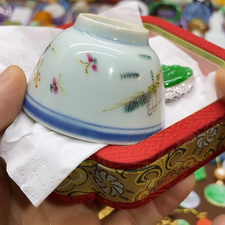 果***丽青花手绘小主人杯子