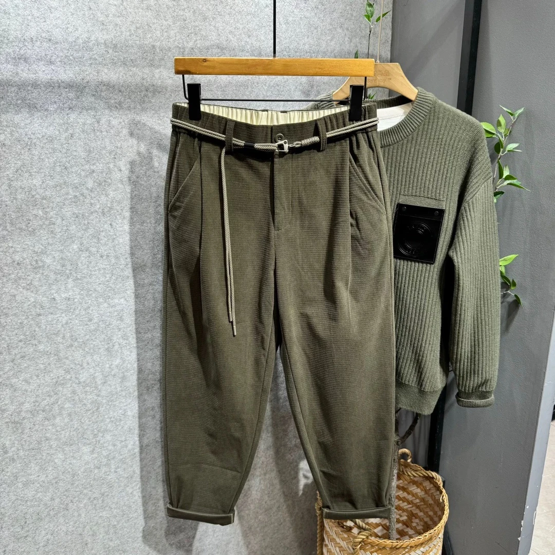 秋季日系复古灯芯绒小直筒休闲裤男工装宽松百搭哈伦长裤9123