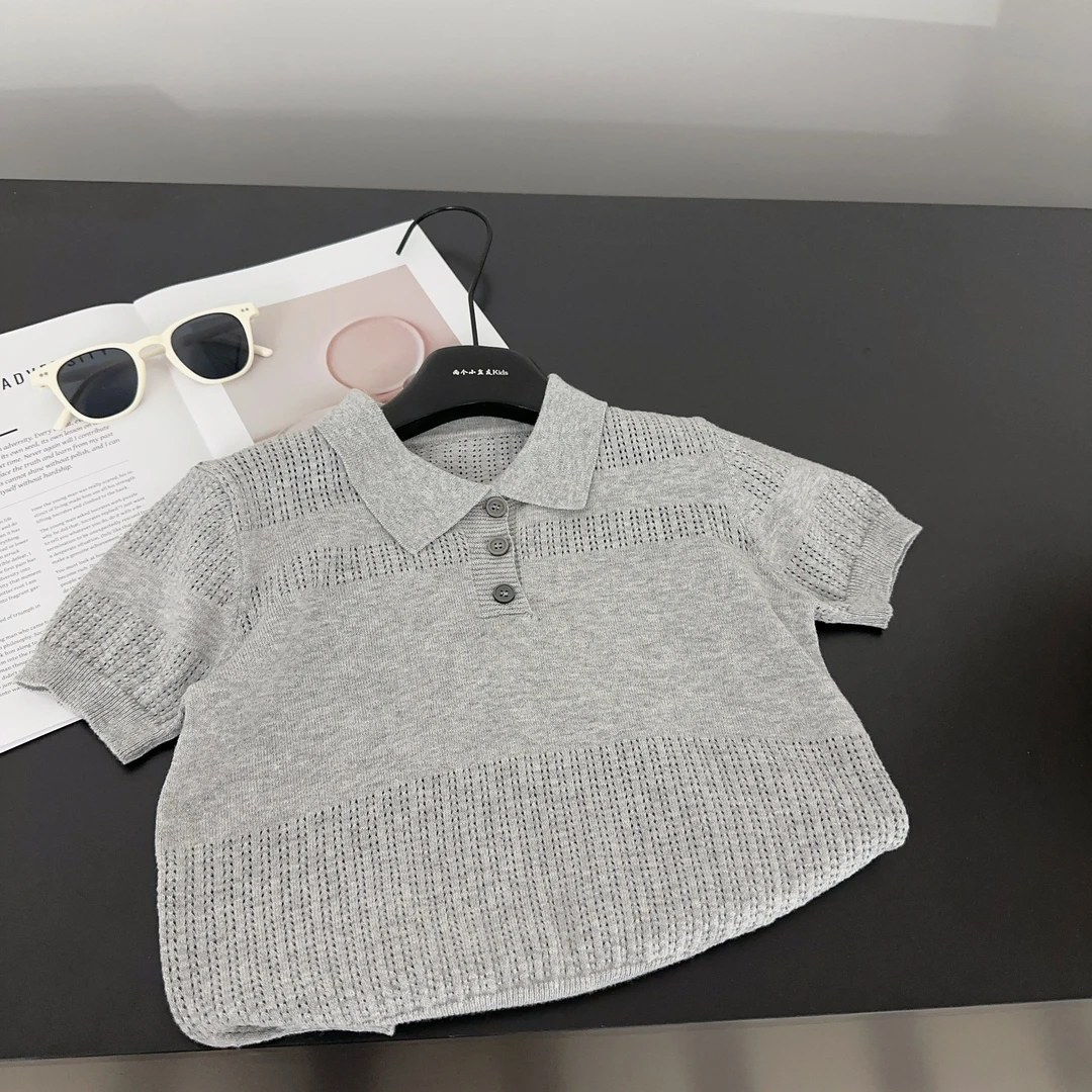 【两个小盆友】2025儿童夏季韩版短袖休闲POLO衫针织时尚透气5901