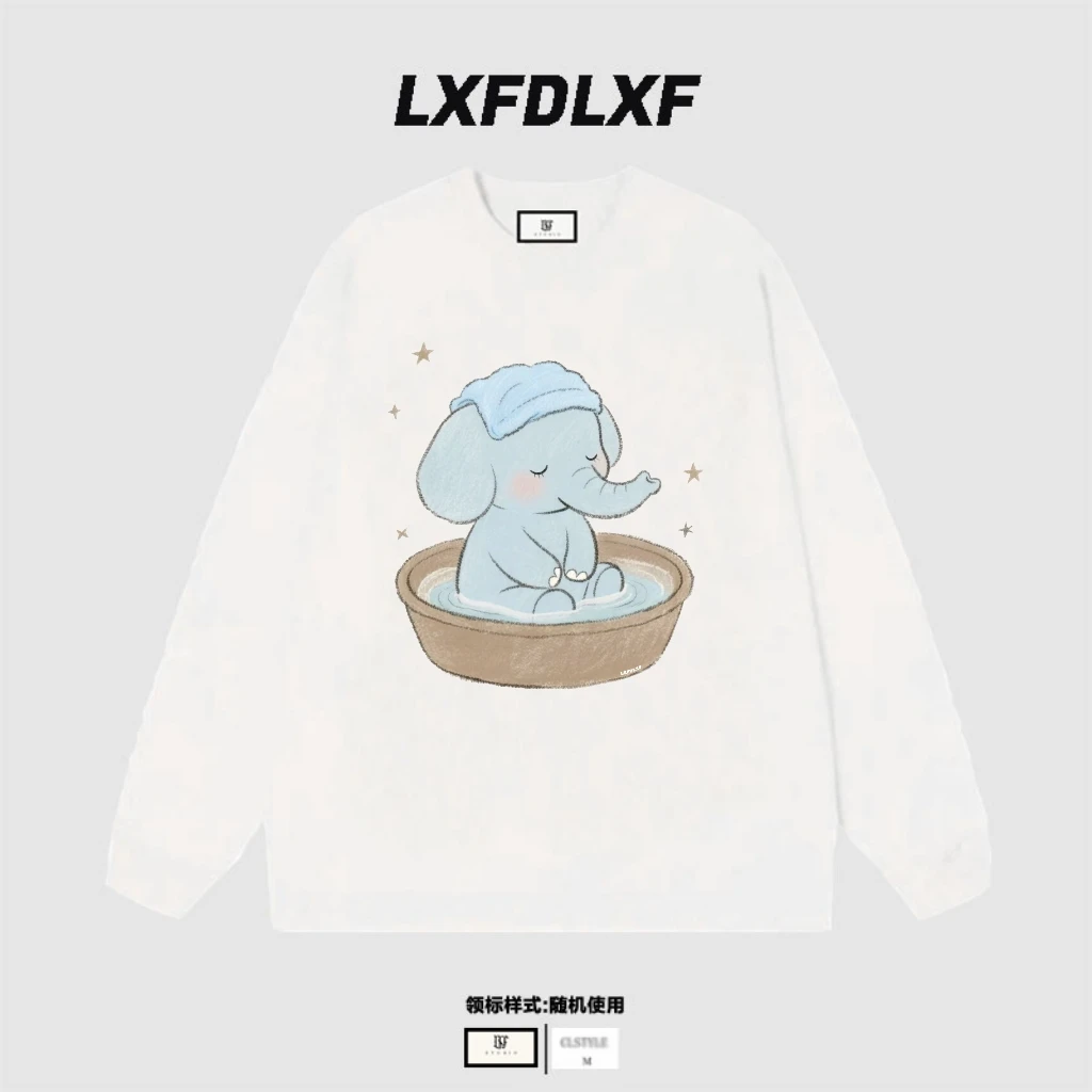 【长袖-洗澡小象】门店货 LXFDLXF 数码直喷 宽松版型 长袖T恤