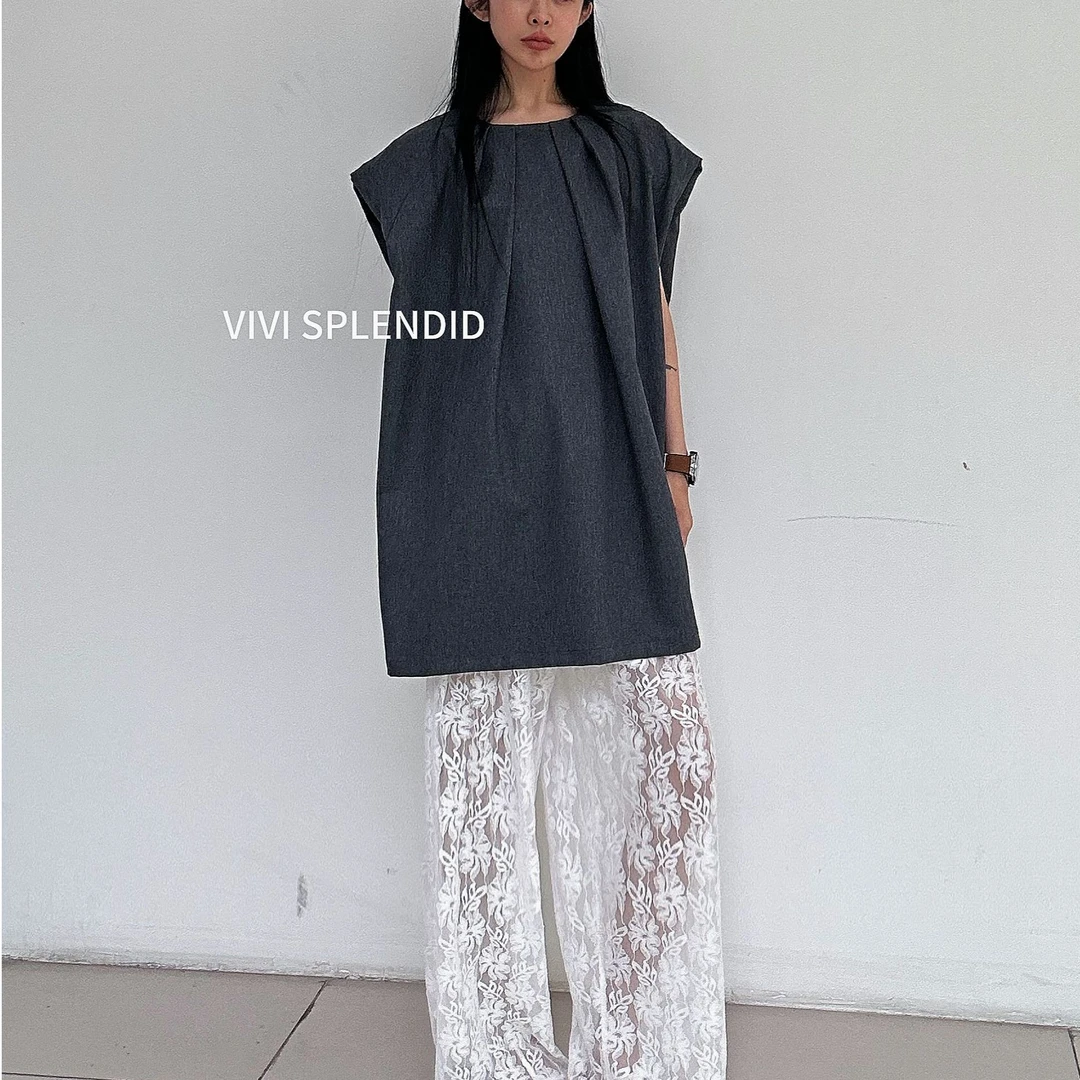 VIVISPLENDID20127#（定制款NO退NO换）蕾丝百搭垂感拖地裤