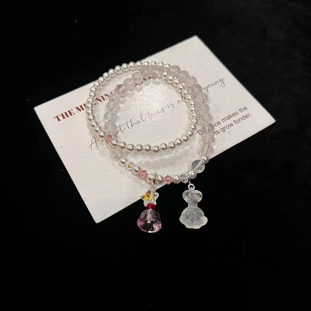 F732 6mm莫粉+贝珠设计款双圈手串 多样性发一