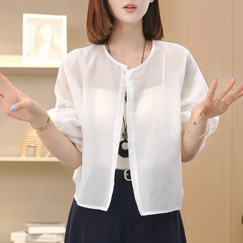 微透凉感防晒衣女2025夏季新款时尚百搭减龄气质显瘦短款开衫外套