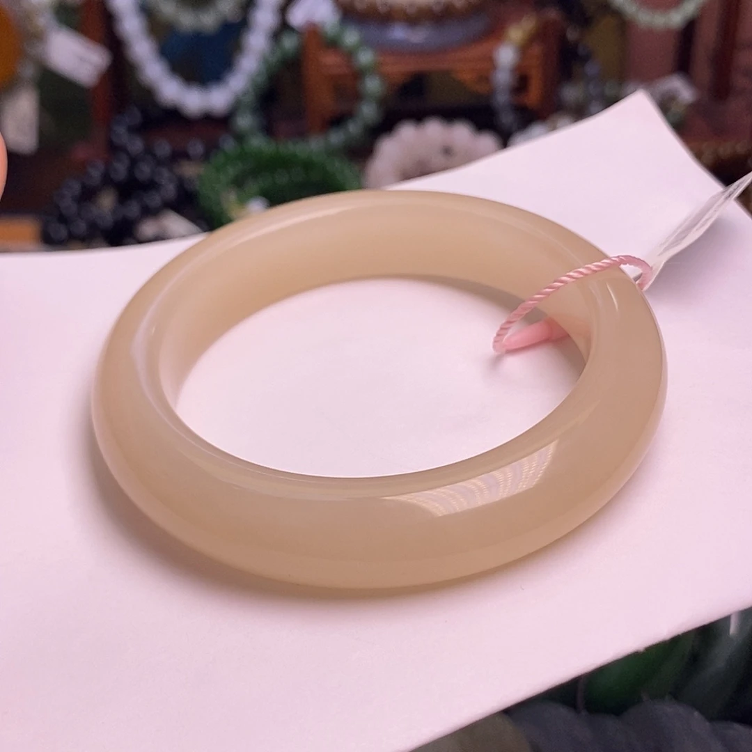 和田玉未镶嵌颈饰浓藕粉红粉老矿料手镯56,6