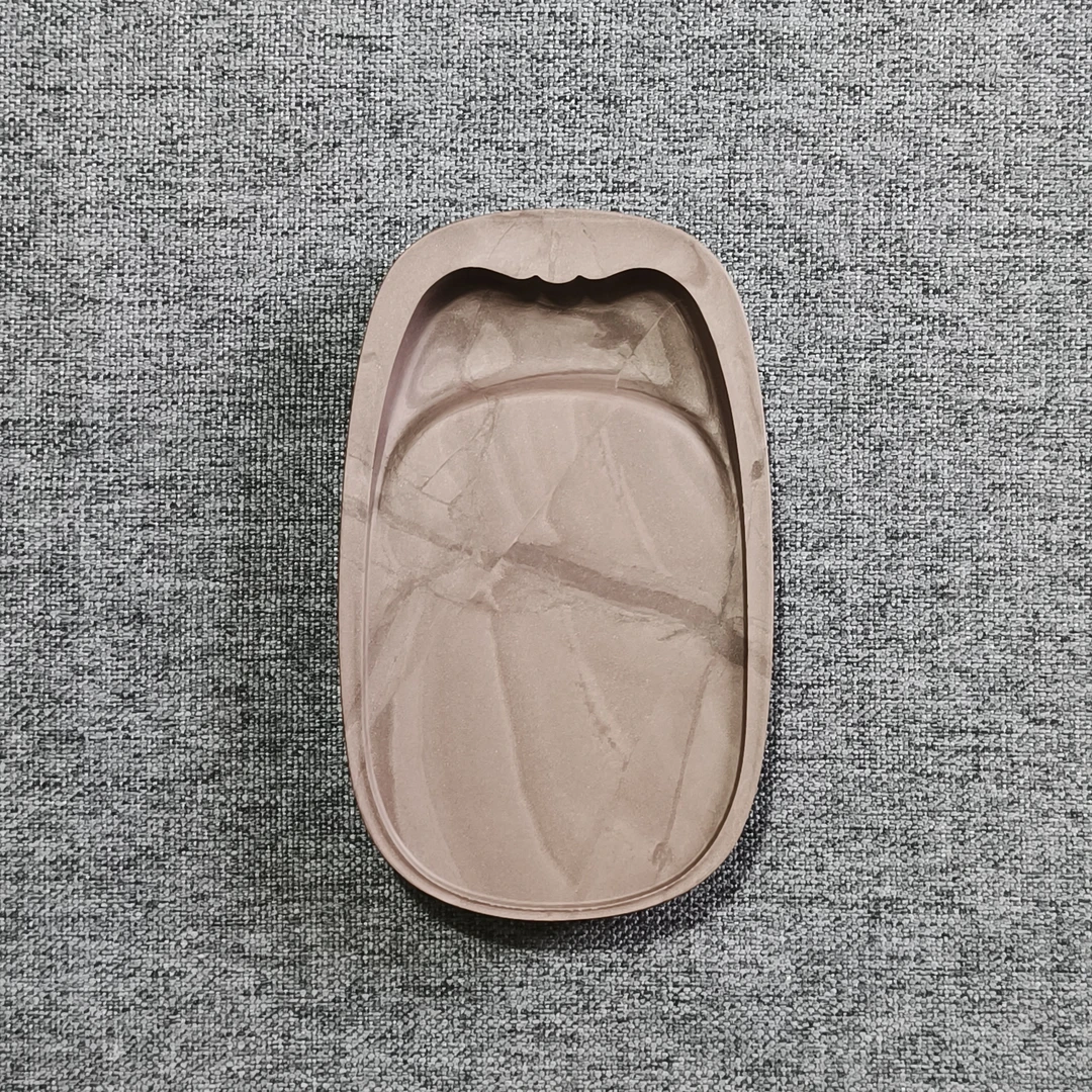 老坑洮砚,喇嘛崖老坑鸊鷉血花池砚,尺寸12.6*7.7*1.45厘米