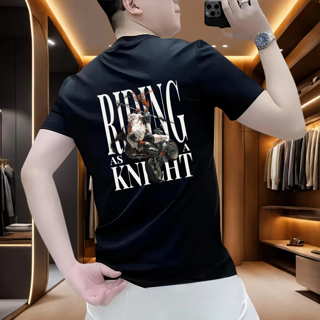 休闲T恤男士短袖2026夏季痞帅慵懒风男装时尚宽松圆领个性印花潮