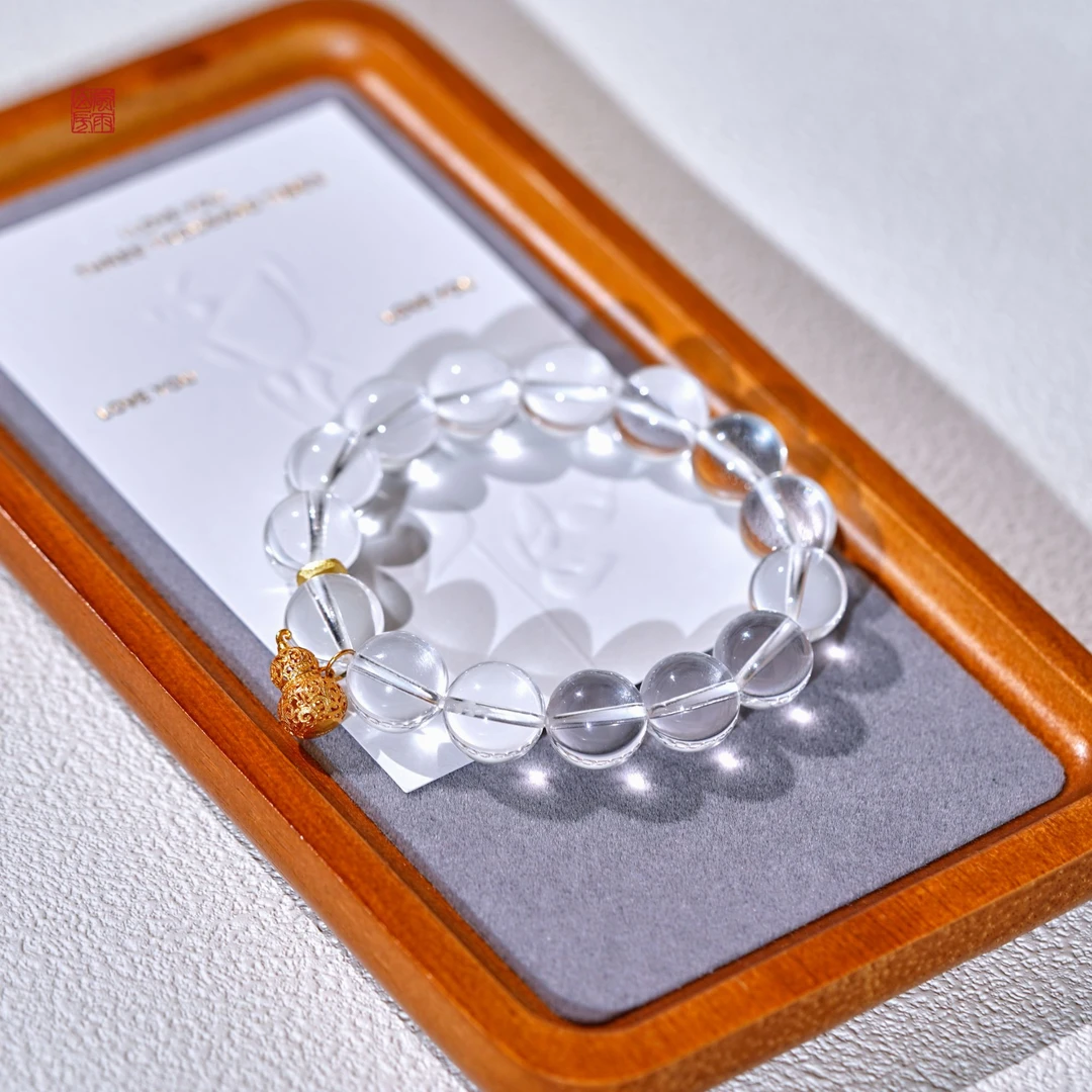 水晶   白水晶纯净体 葫芦串手串单圈  12mm