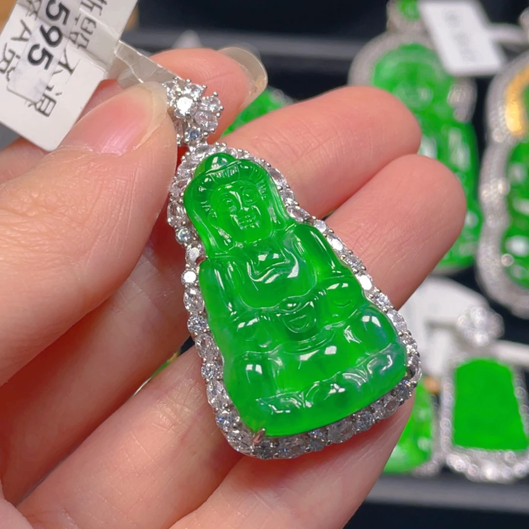 翡翠银S925镶嵌吊坠(不含链)